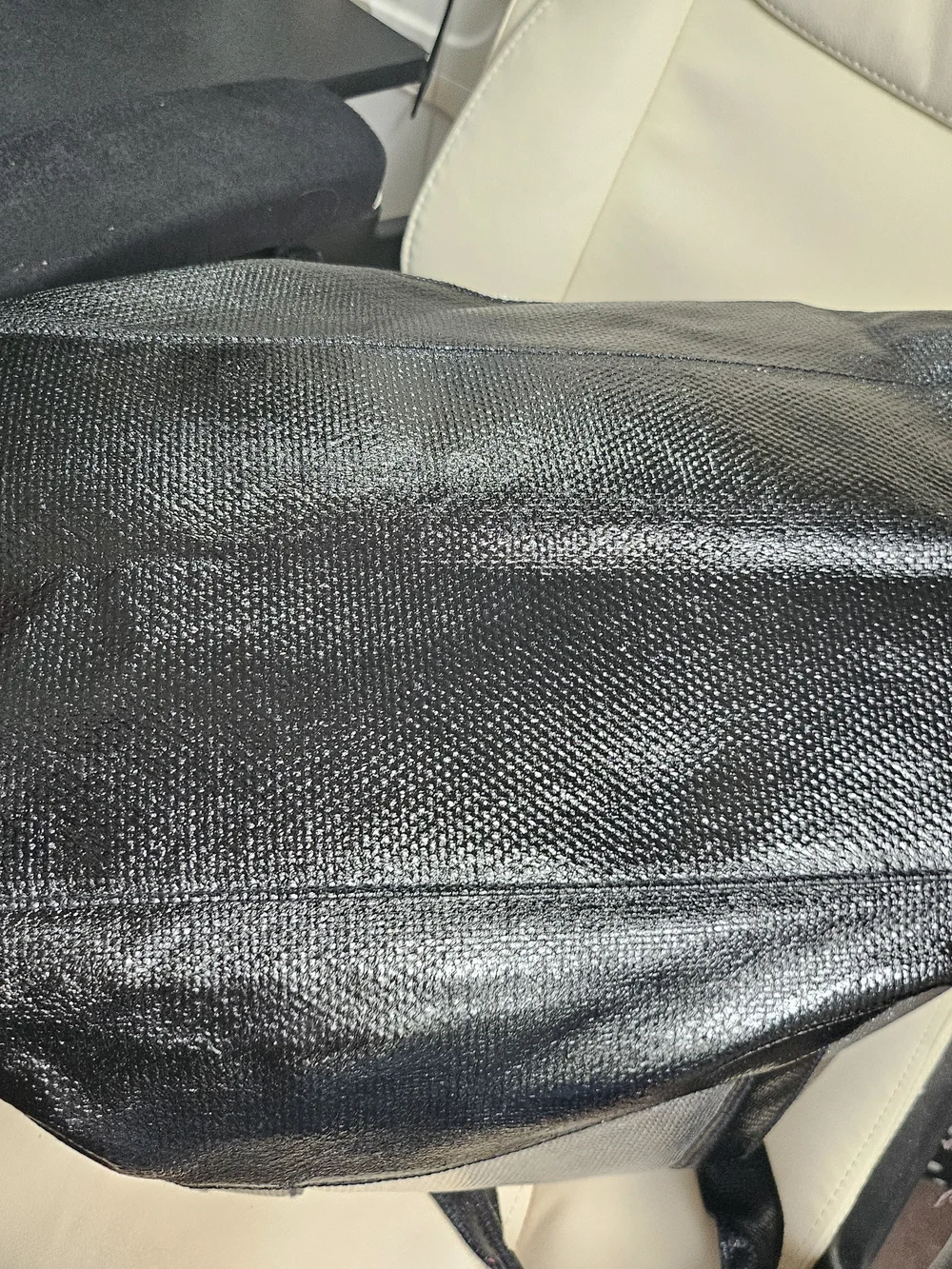 Victoria's Secret Silver Metallic Tote Bag with Black Trim